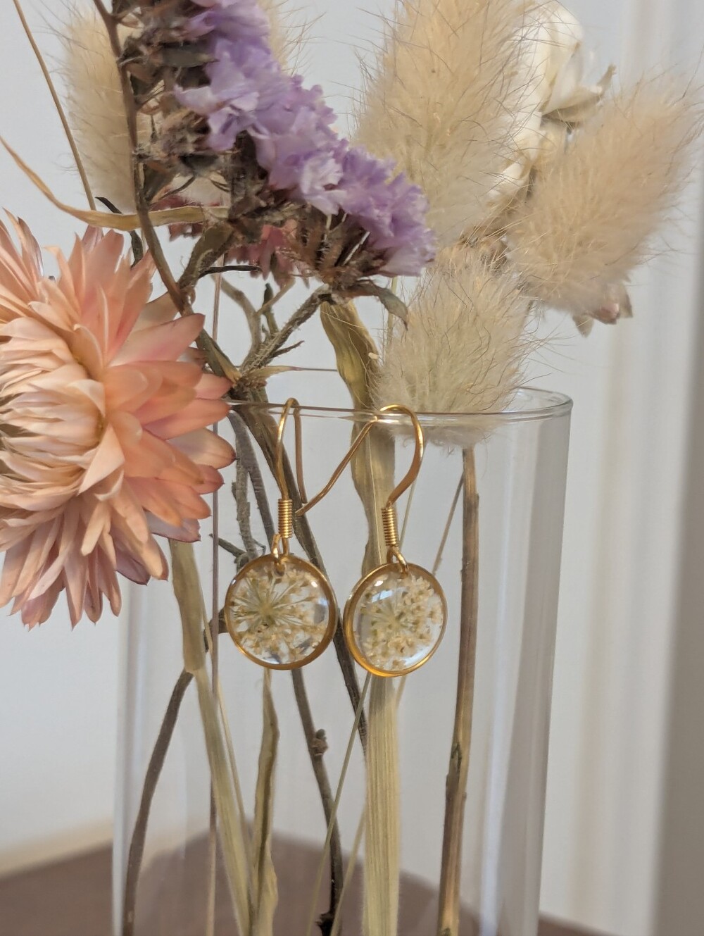 Small Botanical Dangling Earrings. Subtle and Natural Style, Feminine Casual